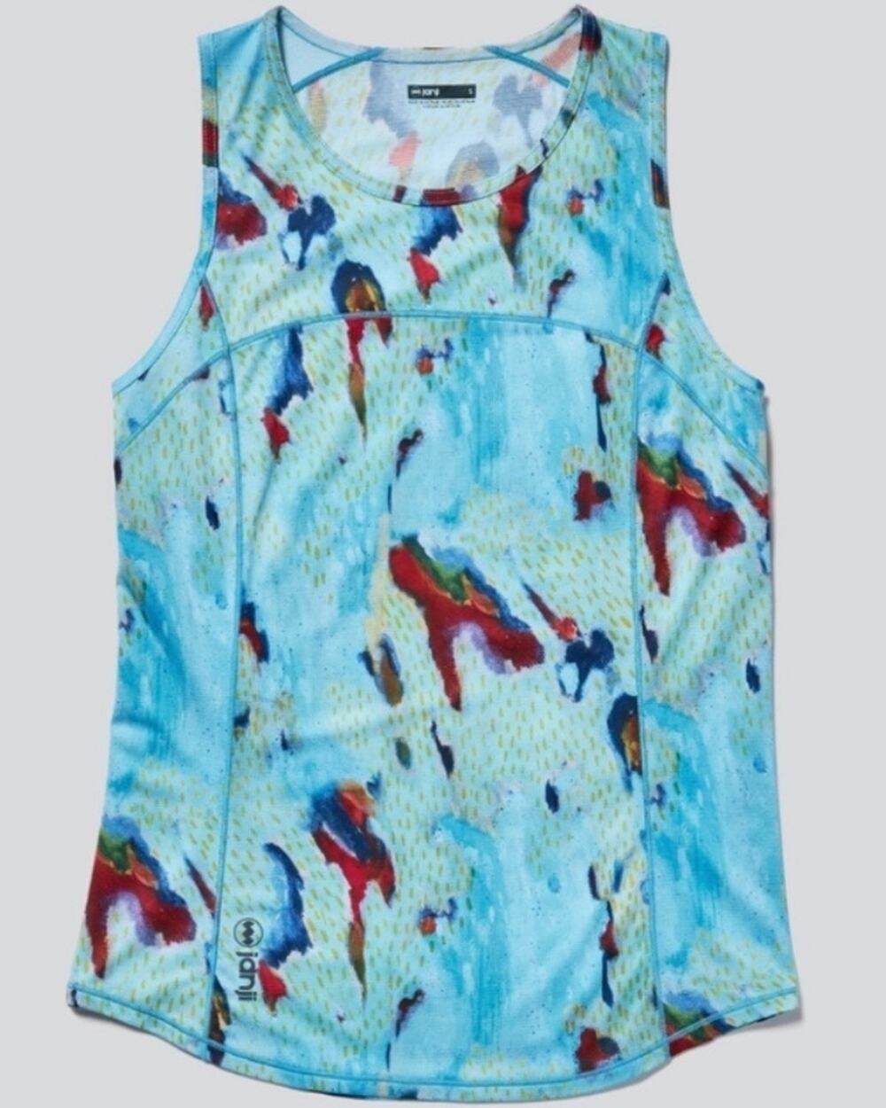 NWOT Janji Womenโs Run All Day Tank Ultralight Blue Abstract Print Size Medium